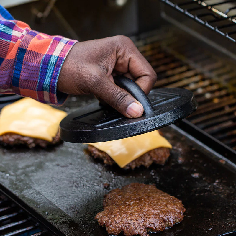 6.25 Inch Seasoned Cast Iron Burger Press - Image 4