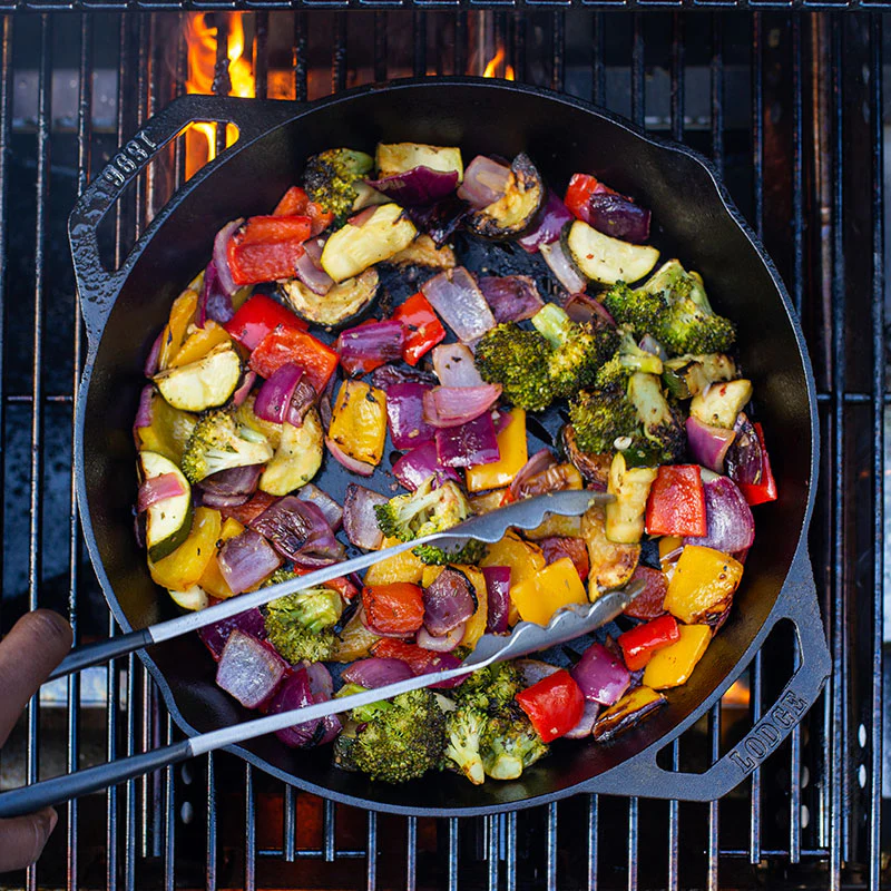 12 Inch Seasoned Cast Iron Dual Handle Grilling Basket - Image 5