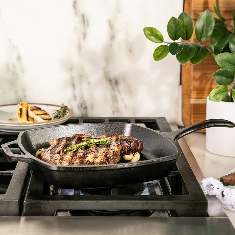 10.5 Inch Square Cast Iron Grill Pan - Image 3